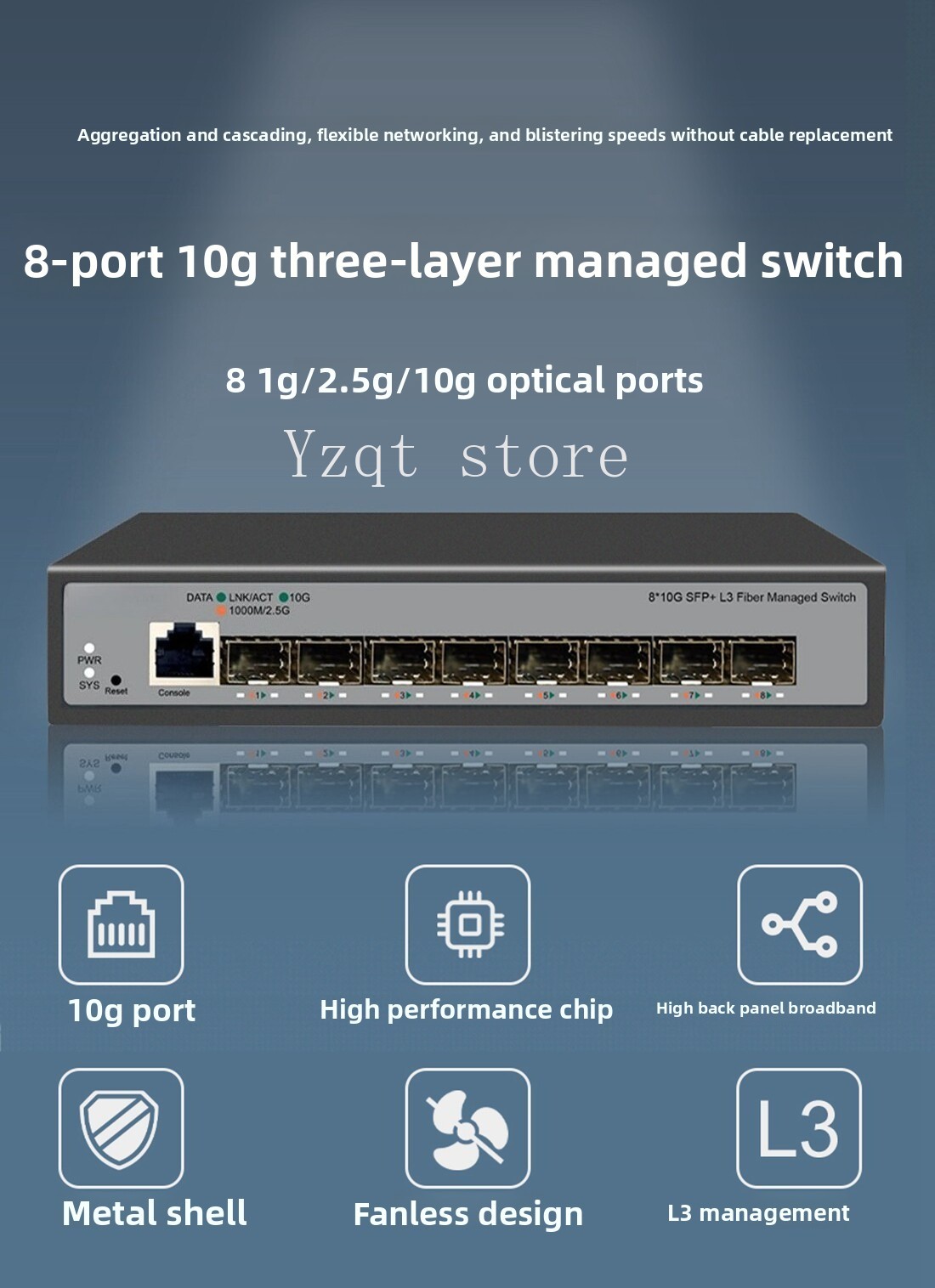 Sfp+ 10G Managed Switch 8 Port - Commutateur Ethernet 10 Gigabit à 8
