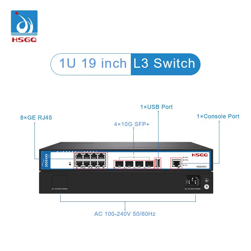 Sfp+ 10G Managed Switch 8 Port - 2026/HSGQ-5512 Commutateur Fibre Géré 12 Ports