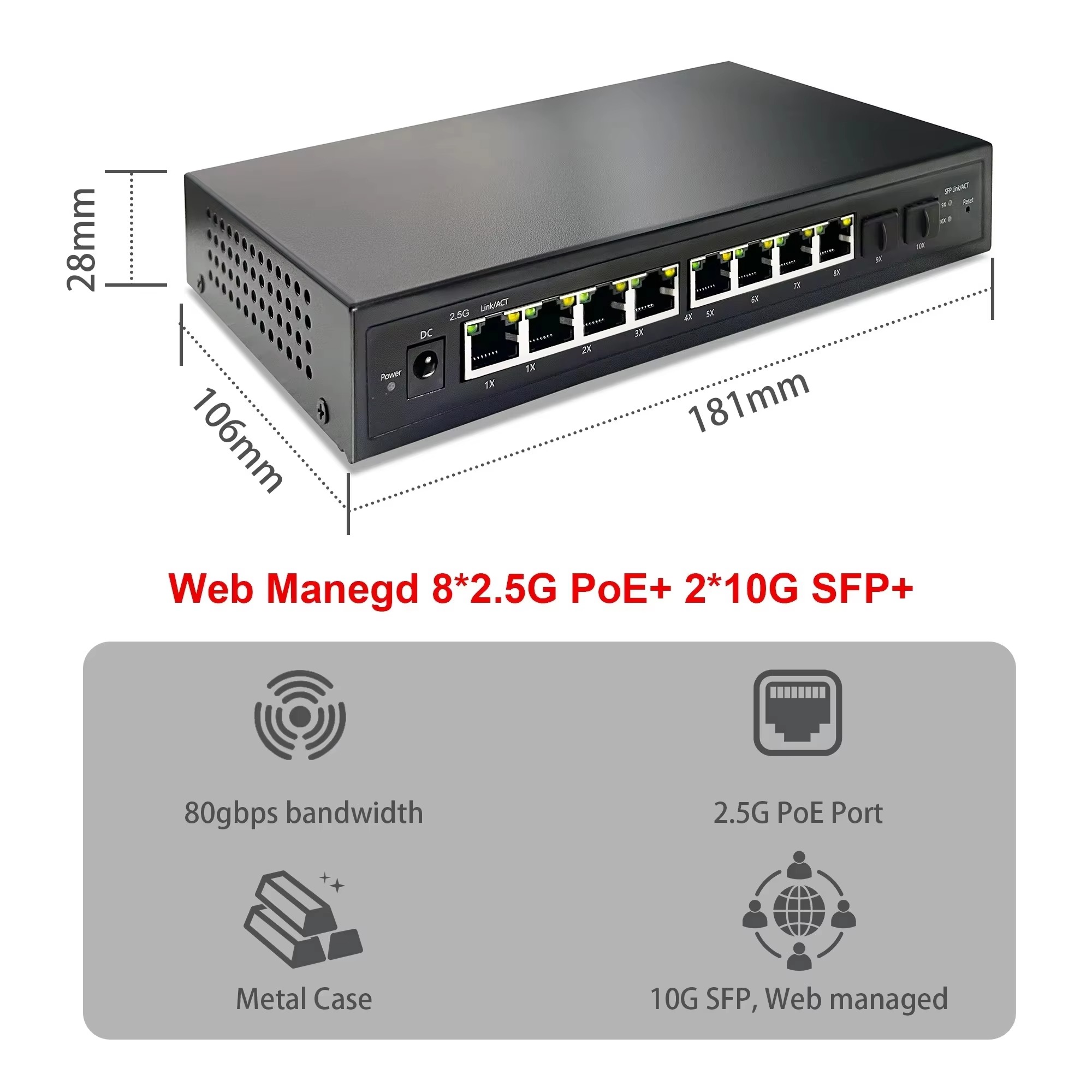 Commutateur PoE intelligent gé - Sfp+ 10G Managed Switch 8 Port avis et prix