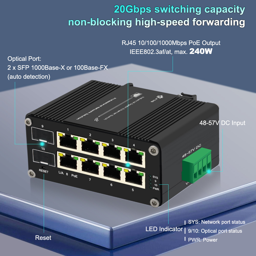 Switch PoE géré 8 ports 10/100 - Managed Gigabit Poe Switch 8 Port 802.3At avis et prix